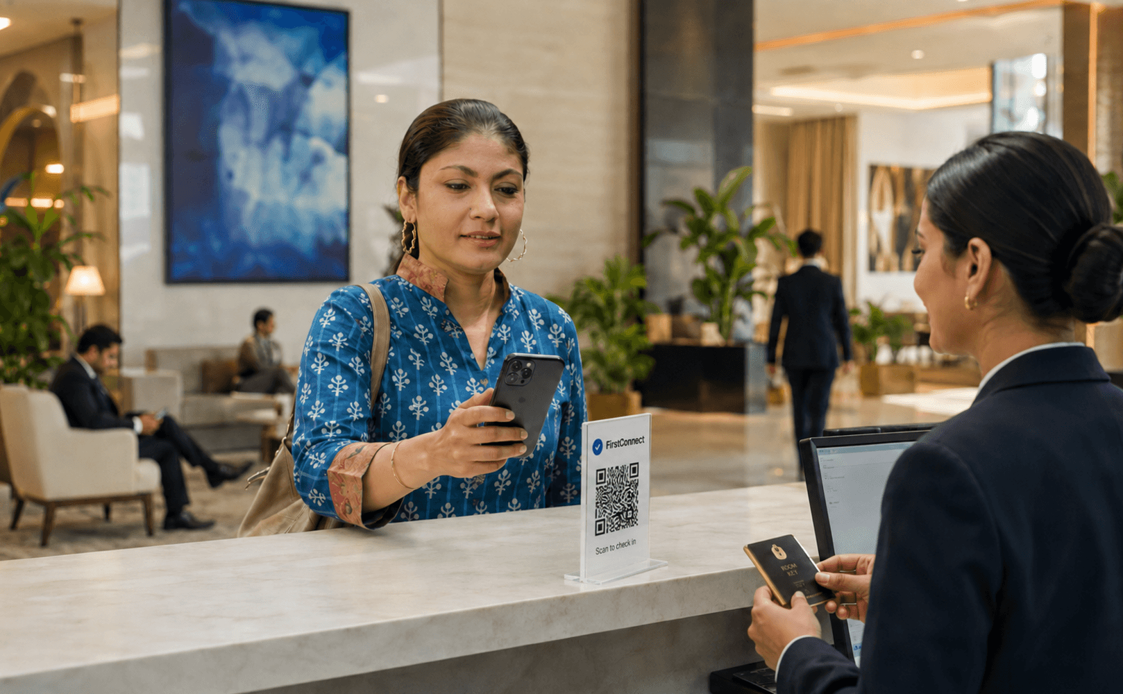 Guest using a digital arrival experience